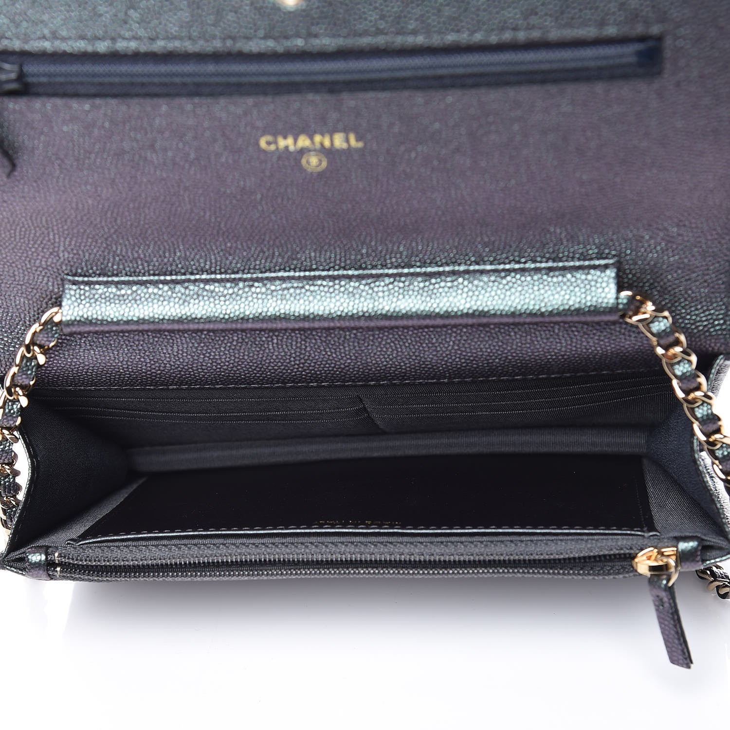 Chanel Iridescent Caviar Quilted Wallet On Chain WOC Black 7 of 11