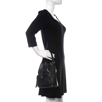 Prada Glace Calfskin Embossed Secchiello Bucket Bag Black 2 of 14