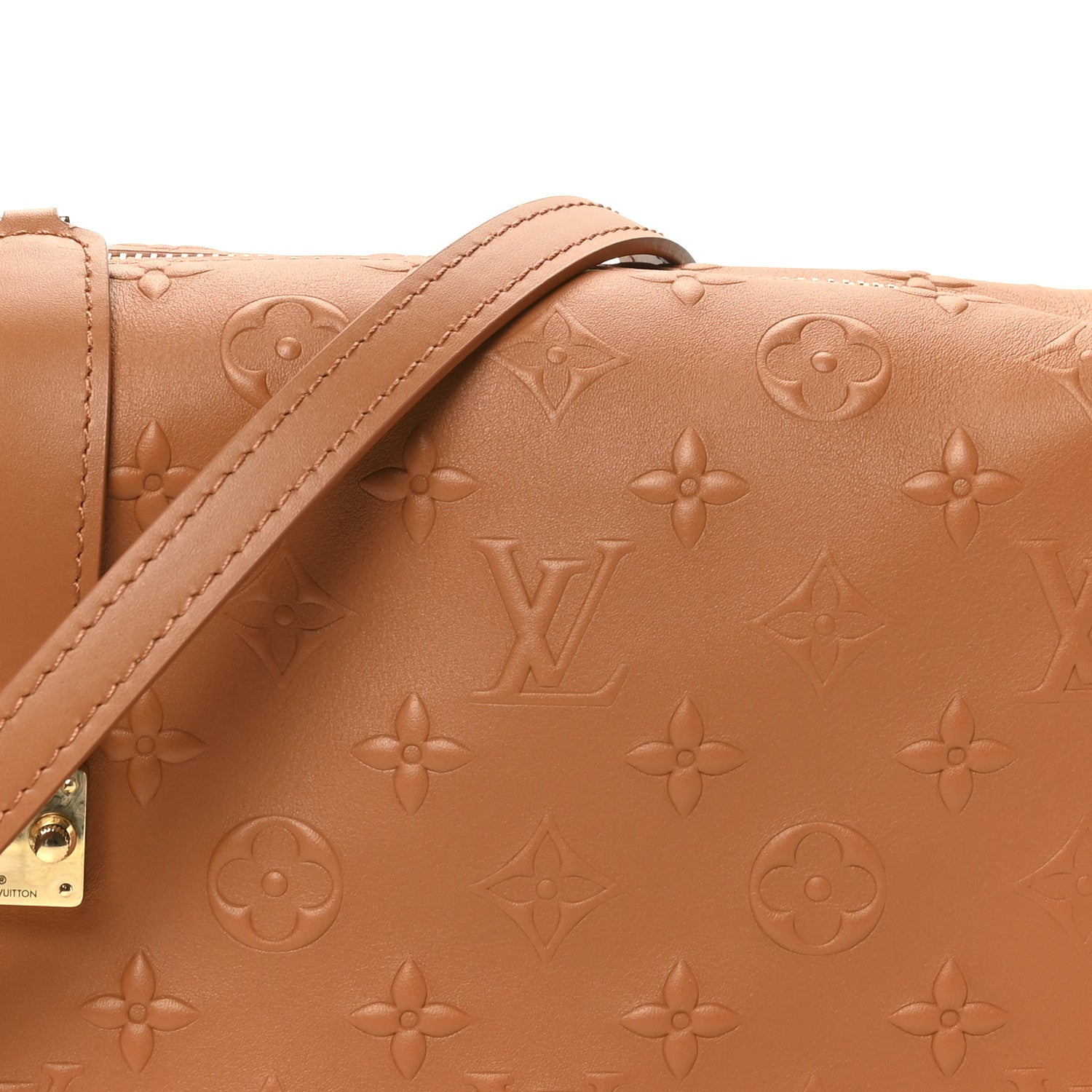Louis Vuitton Calfskin Debossed Monogram Side Trunk Tan 7 of 9