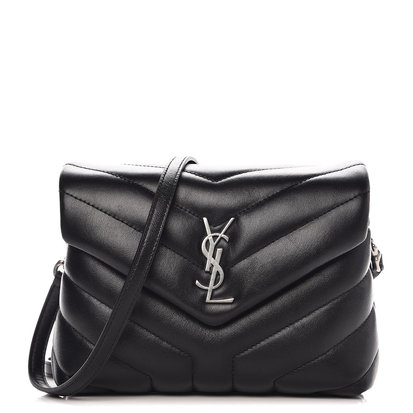 Calfskin Y Quilted Monogram Toy Loulou Crossbody Bag Black