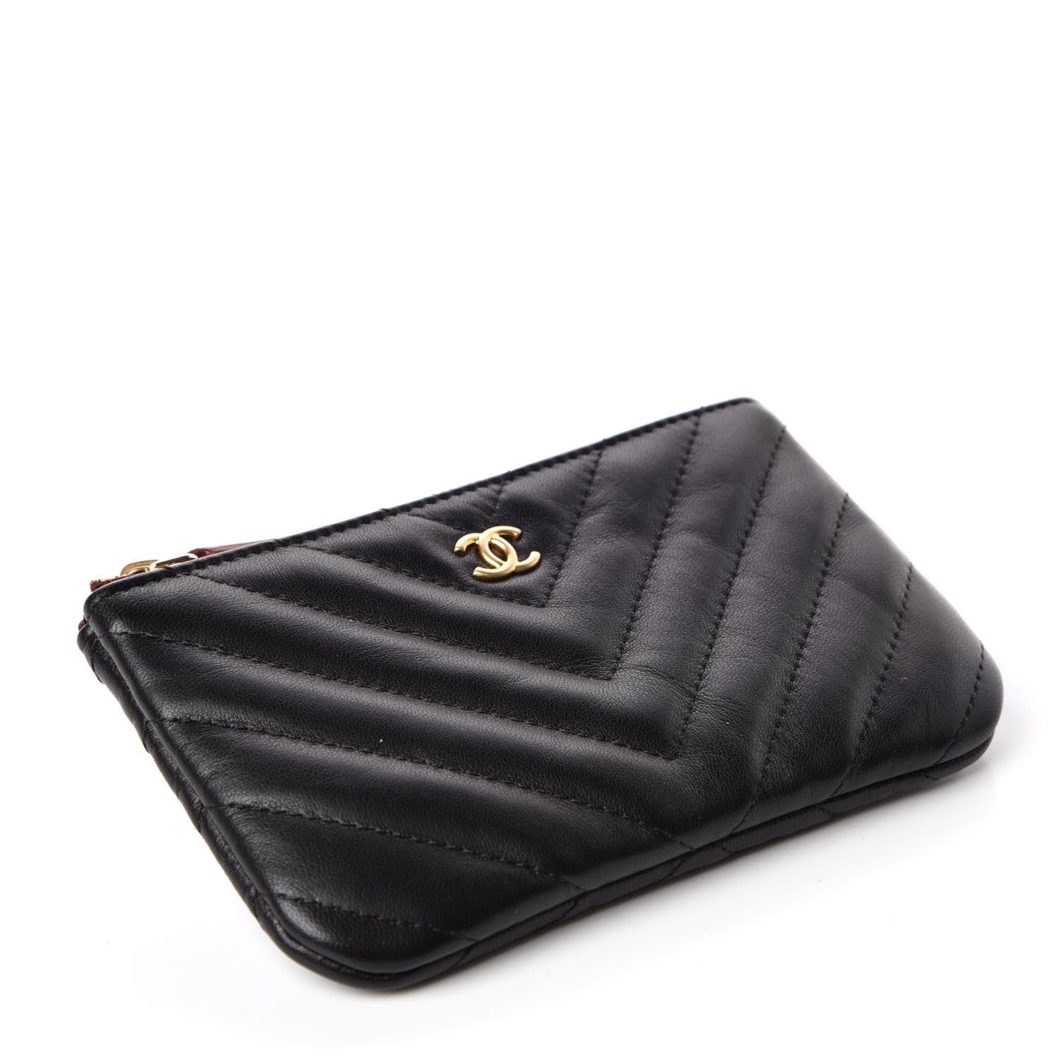 Chanel Lambskin Chevron Quilted Small Cosmetic Case Black 4 of 10