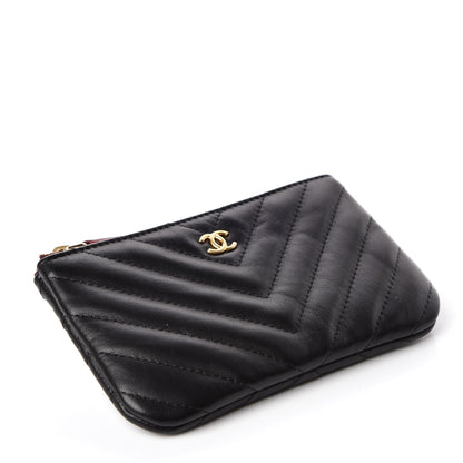 Chanel Lambskin Chevron Quilted Small Cosmetic Case Black 4 of 10