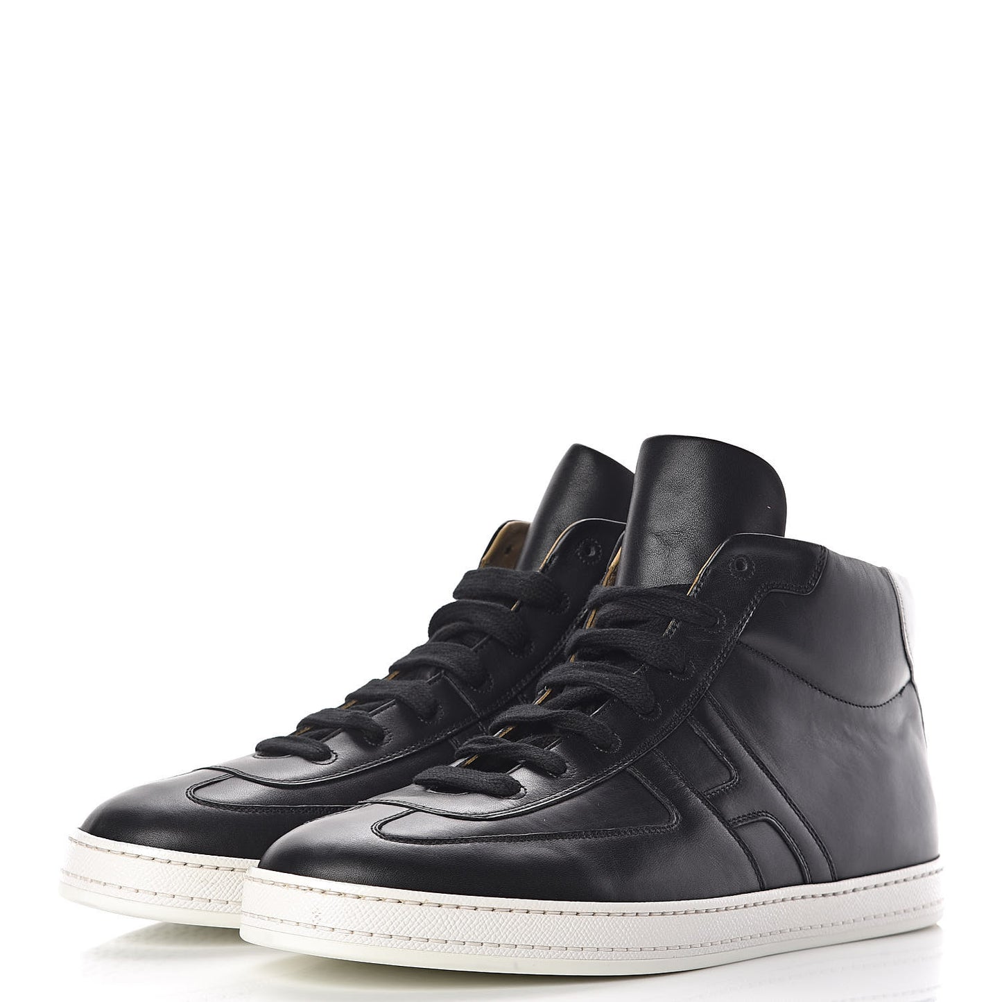 Calfskin Mens High Top Sneakers 43.5 Black White