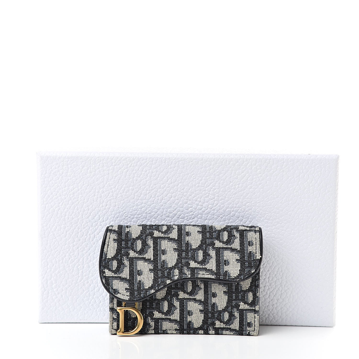 Christian Dior Oblique Saddle Card Holder Blue 8 of 8