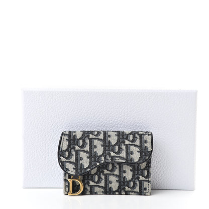 Christian Dior Oblique Saddle Card Holder Blue 8 of 8