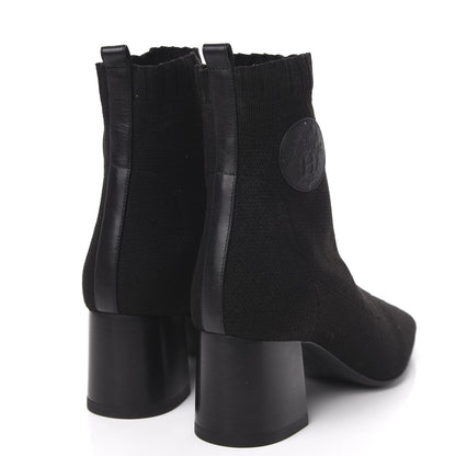 Hermes Knit Calfskin Volver Ankle Boots 38 Black 4 of 9
