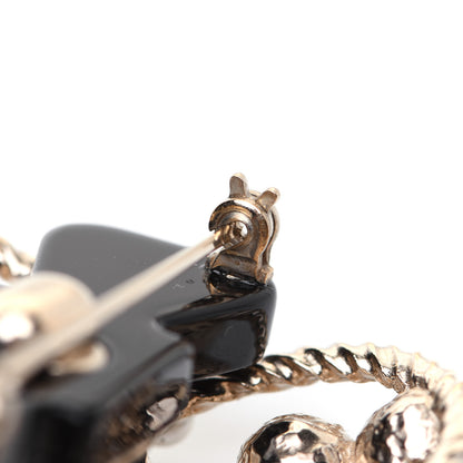 Chanel Pearl Crystal CC Brooch Gold 5 of 6