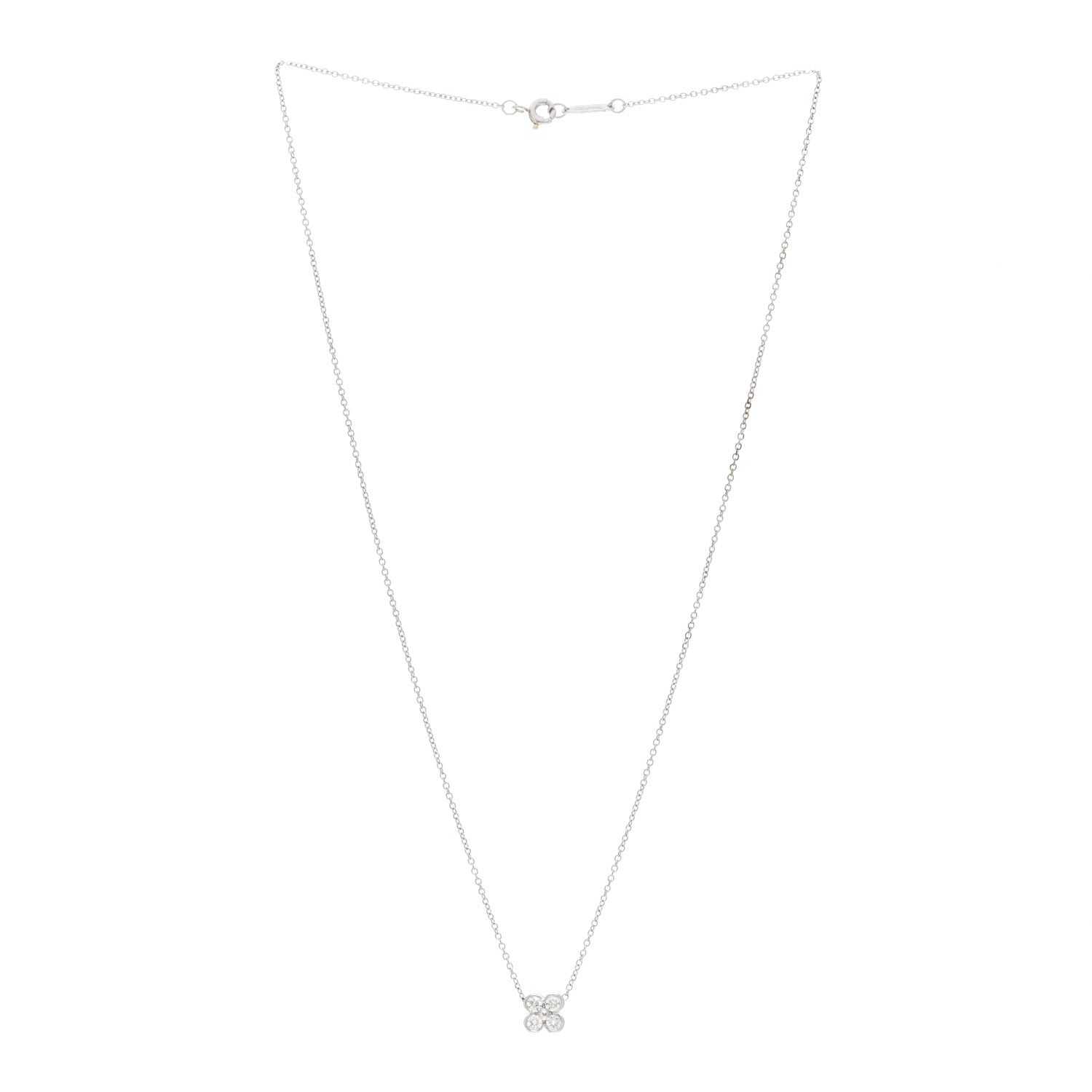 Tiffany Platinum Diamond .22ctw Flower Pendant Necklace 3 of 4