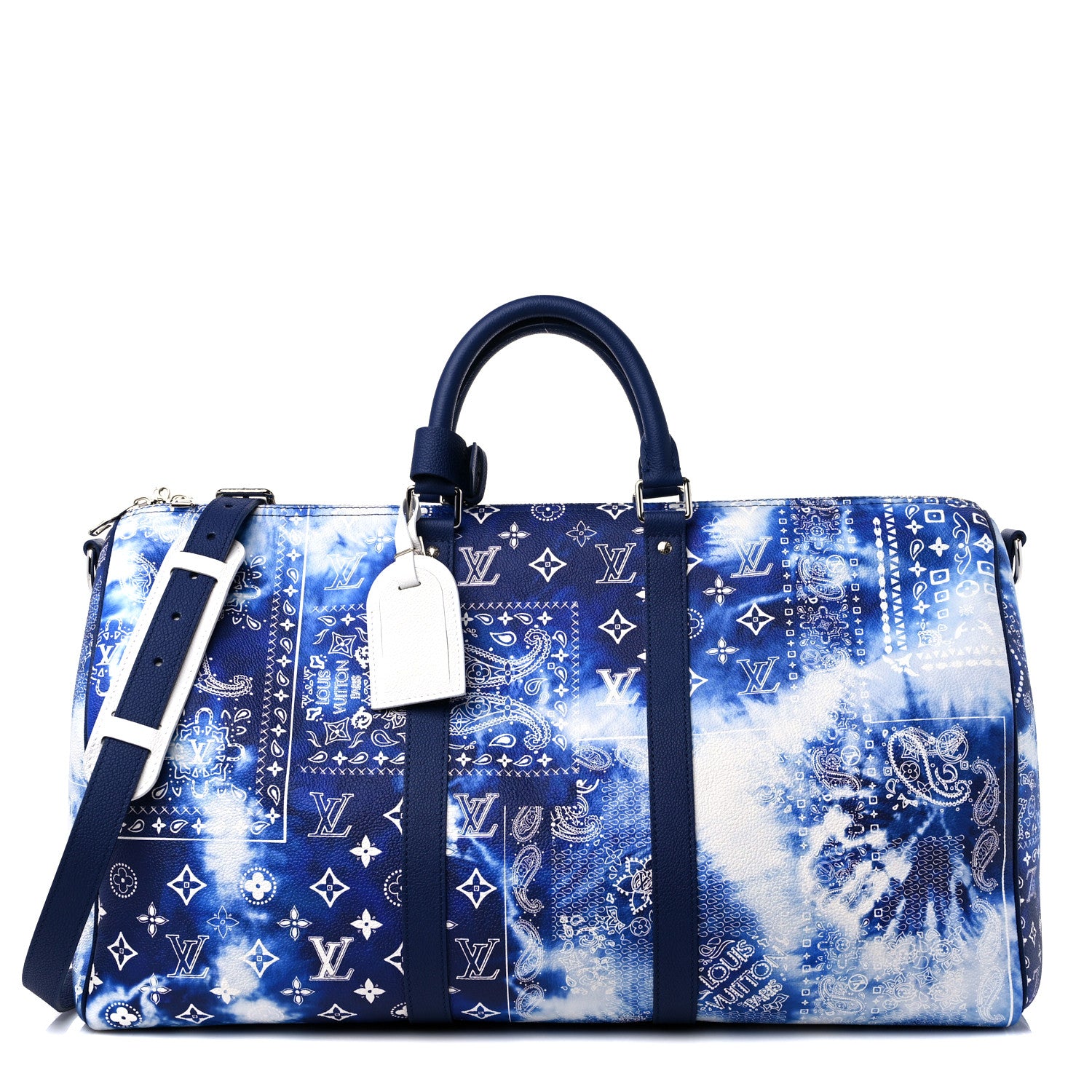 Louis Vuitton Cowhide Monogram Bandana Keepall Bandouliere 50 Blue 1 of 10