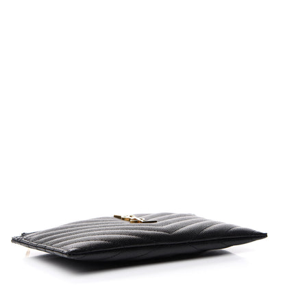 Saint Laurent Grain De Poudre Chevron Monogram Bill Pouch Black 4 of 7
