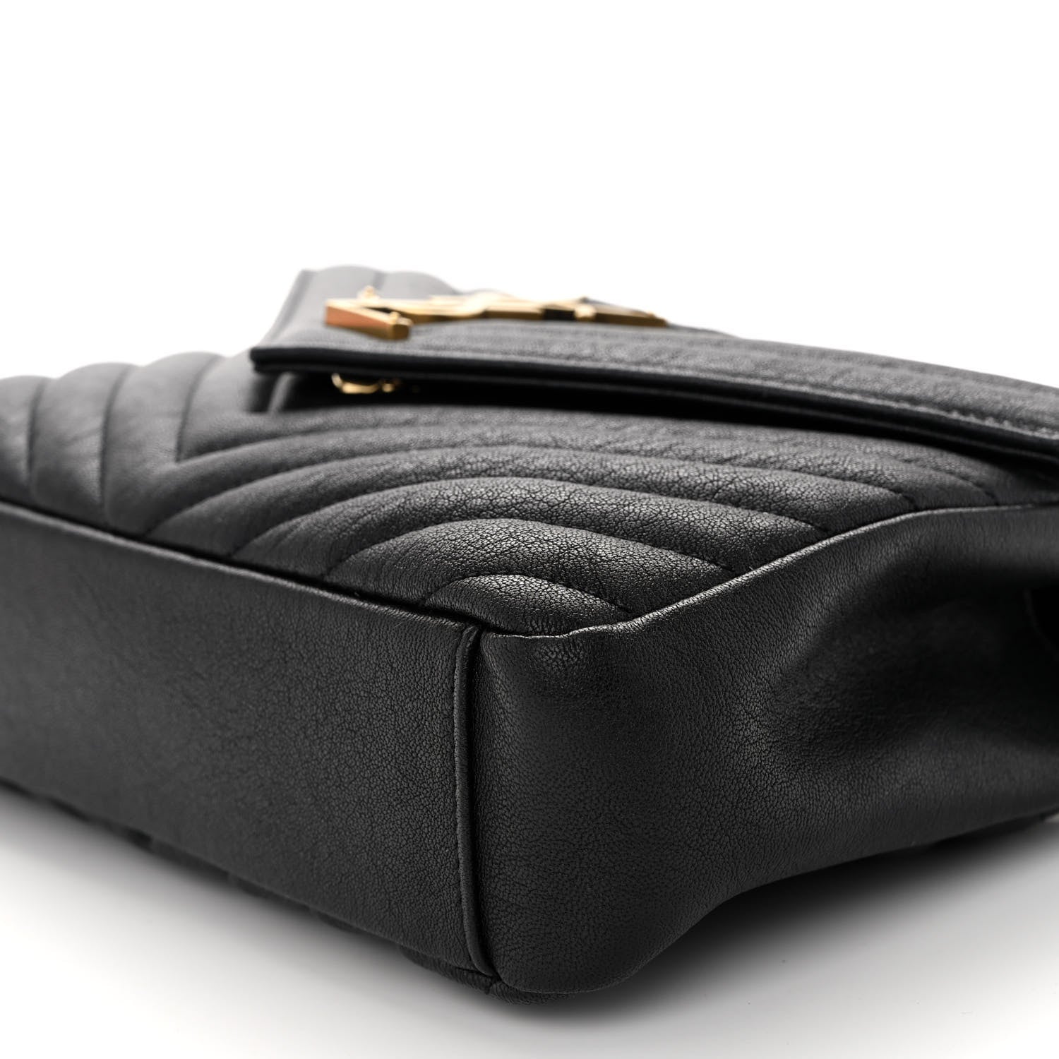 Saint Laurent Sheepskin Matelasse Chevron Monogram Medium College Bag Black 10 of 11