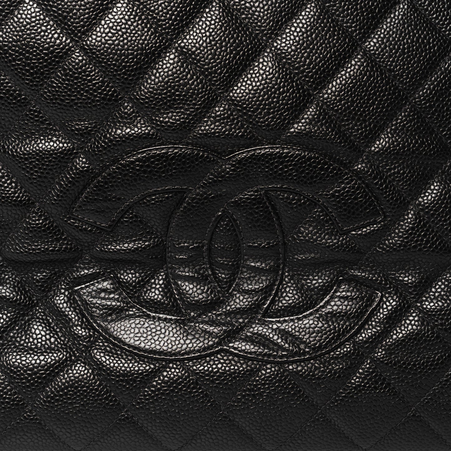 Caviar Quilted Grand Timeless Shopping Tote GTT Black
