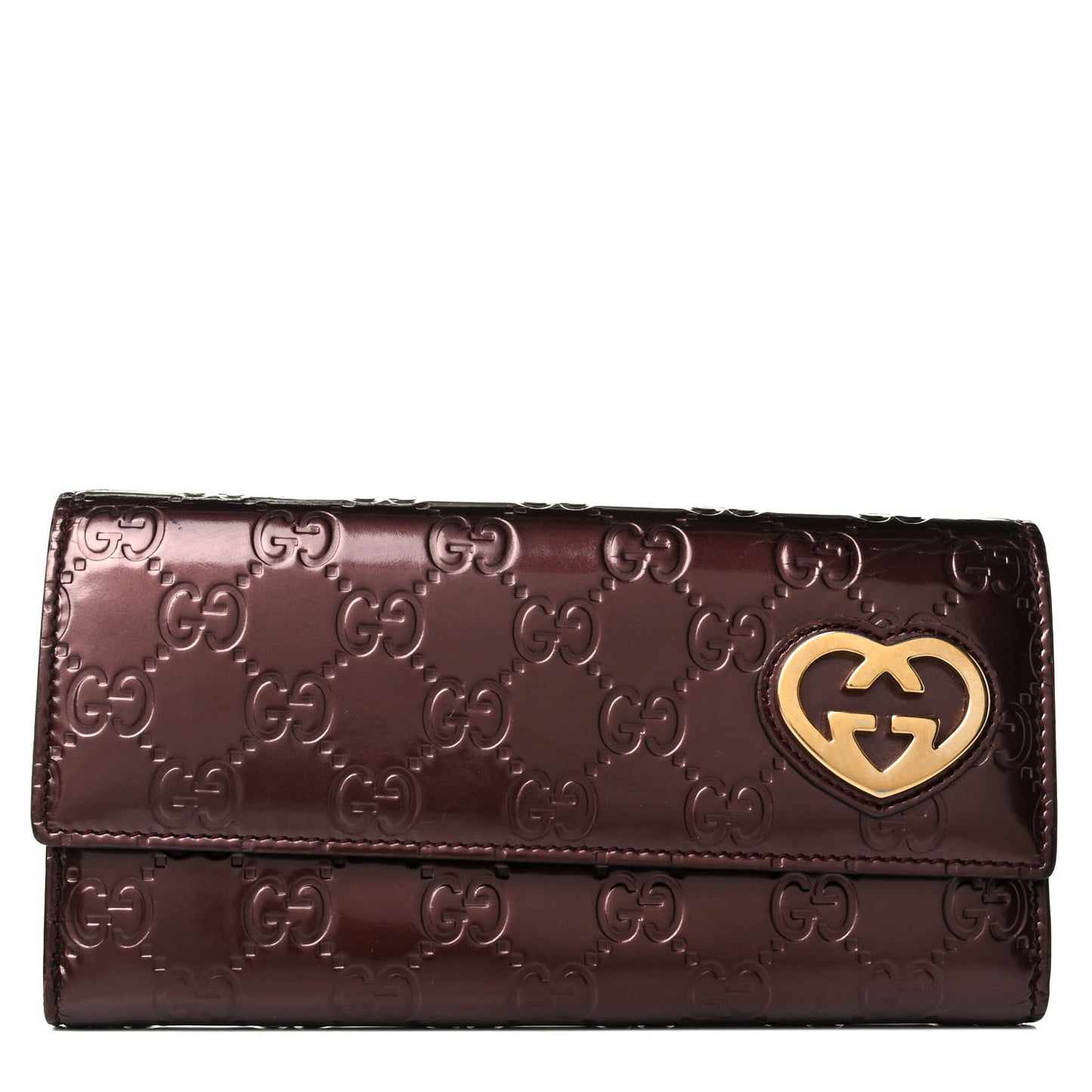 Shine Guccissima Lovely Heart Continental Wallet Scarlatto