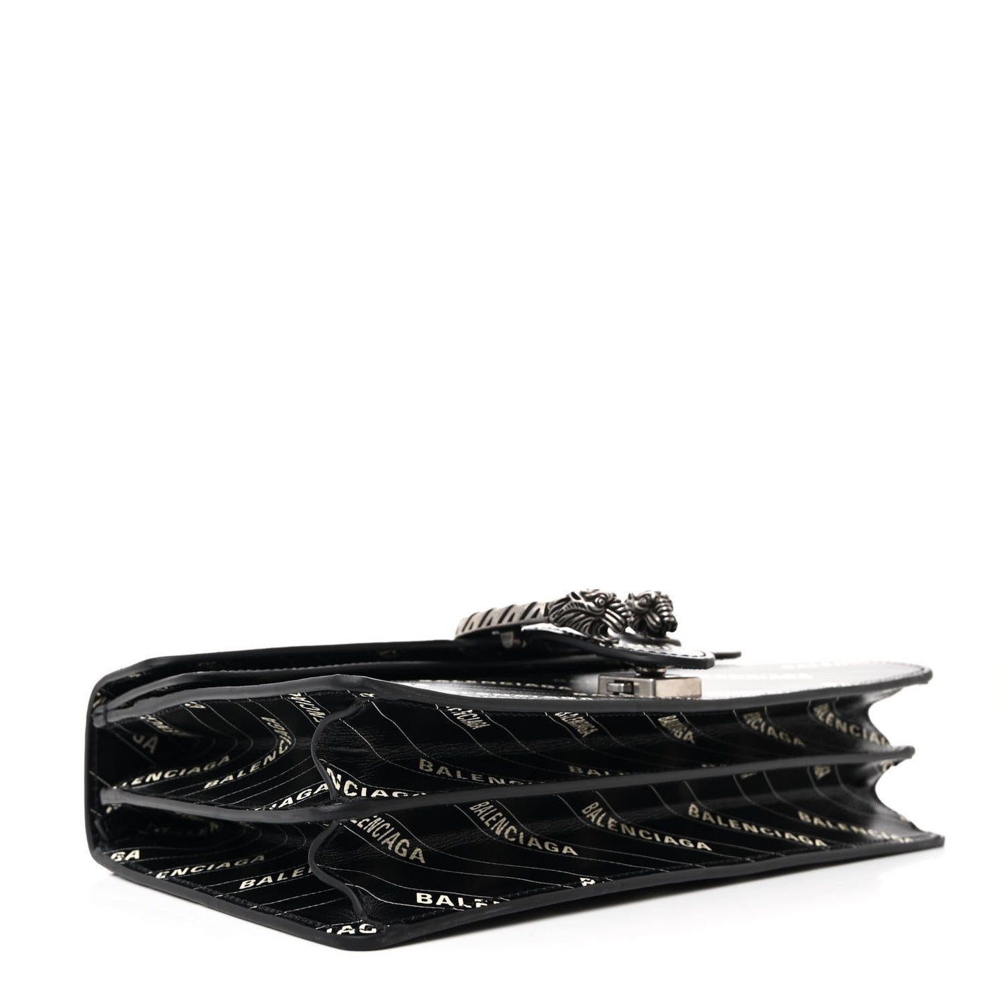 X BALENCIAGA Calfskin Logo Print Small Dionysus Shoulder Bag Black