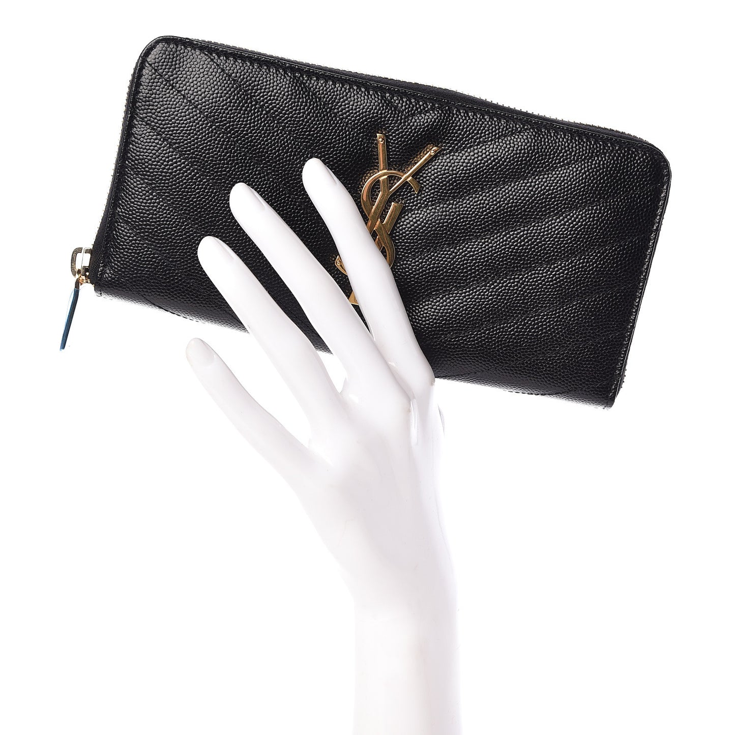 Grain De Poudre Matelasse Chevron Monogram Zip Around Wallet Black