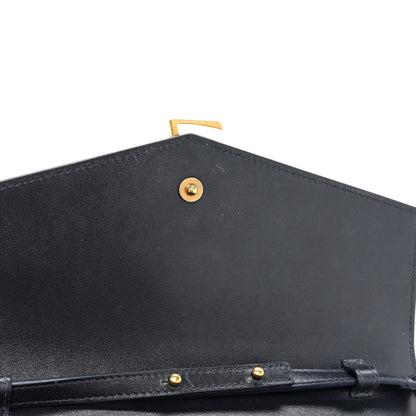 Saint Laurent Smooth Calfskin Monogram Sulpice Chain Wallet Navy 14 of 17