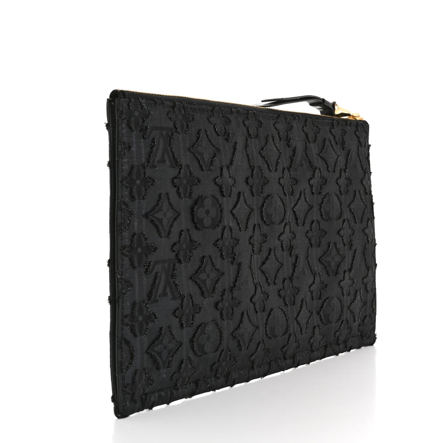 Monogram Lurex Flat Zip Pochette Black