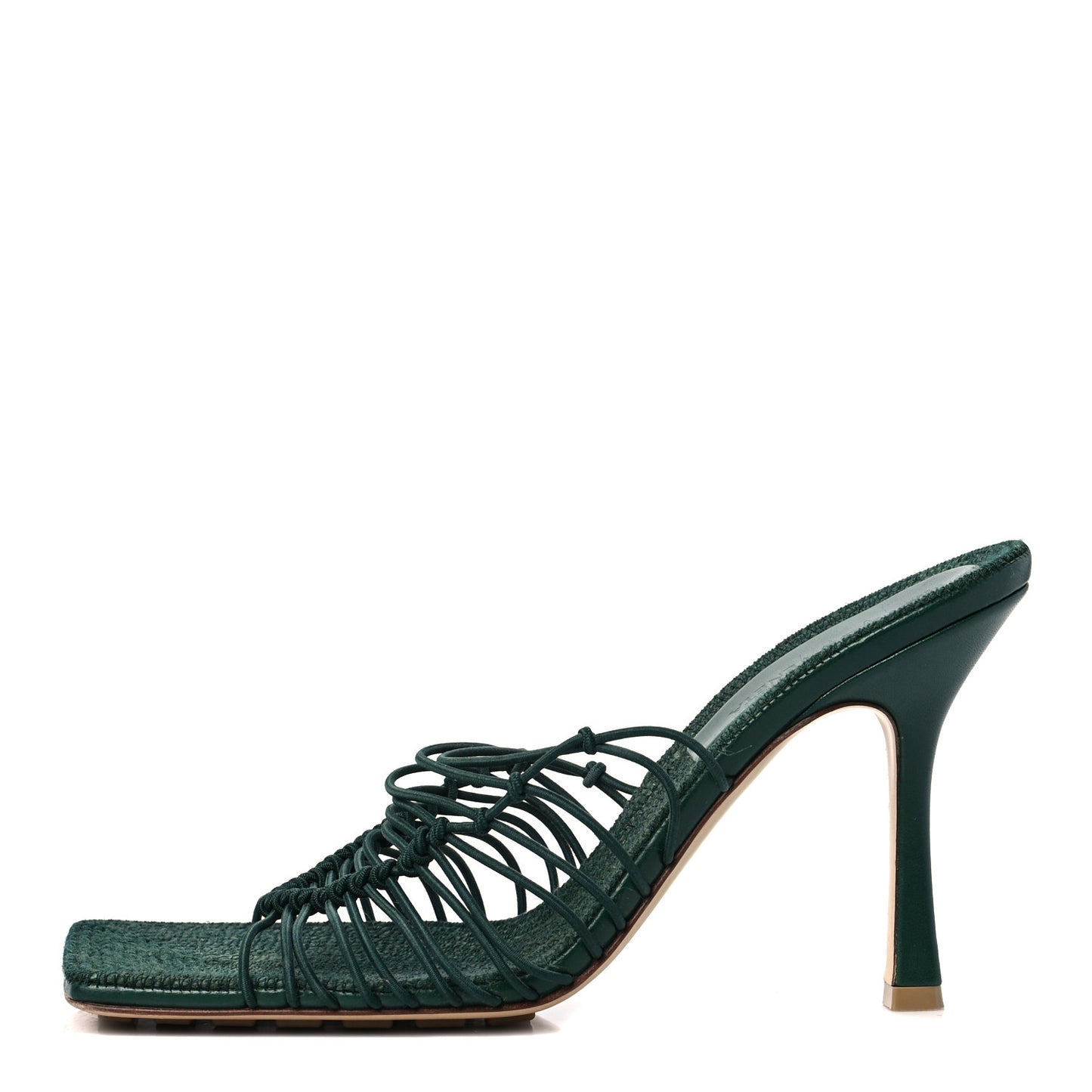 Raffia Elasticized Stretch Mule Sandals 40 Emerald Green