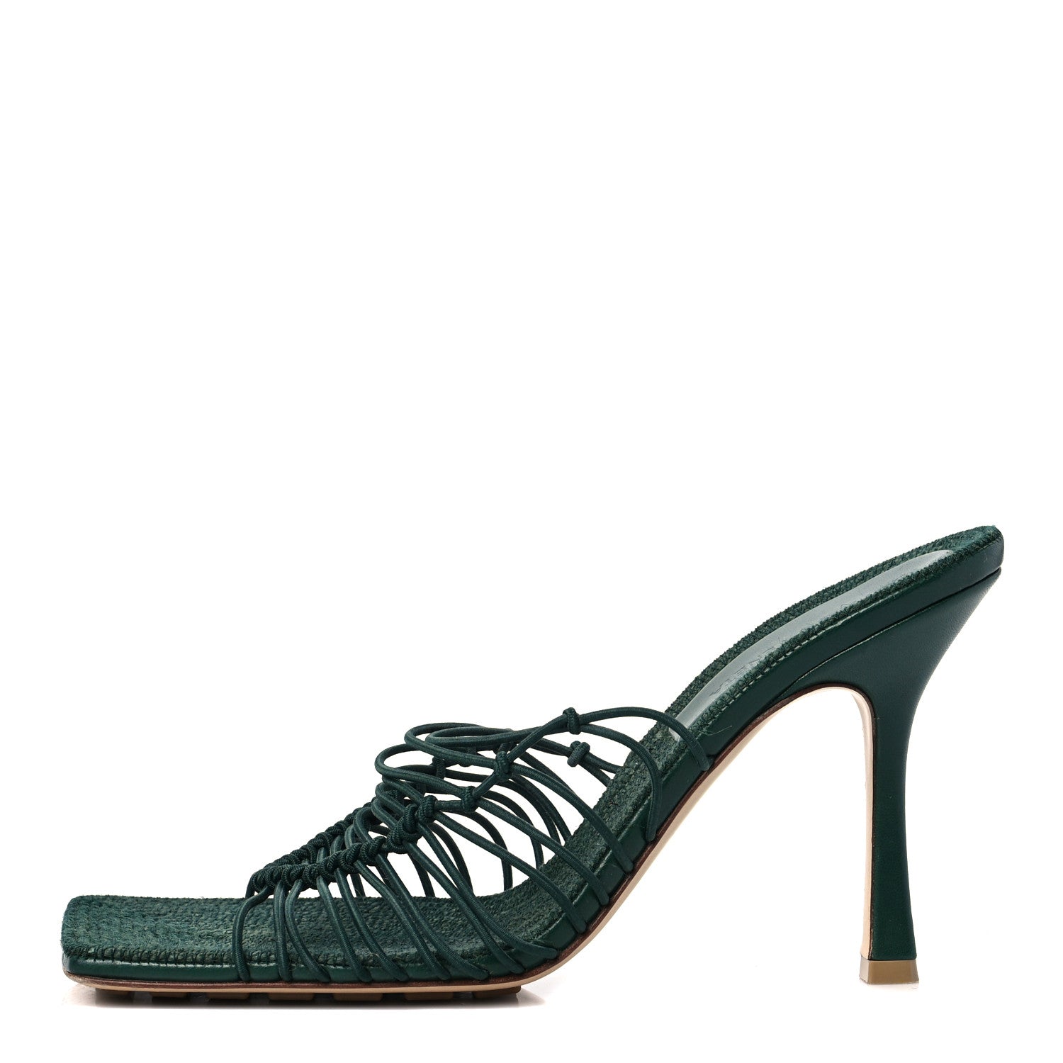 Bottega Veneta Raffia Elasticized Stretch Mule Sandals 40 Emerald Green 1 of 8