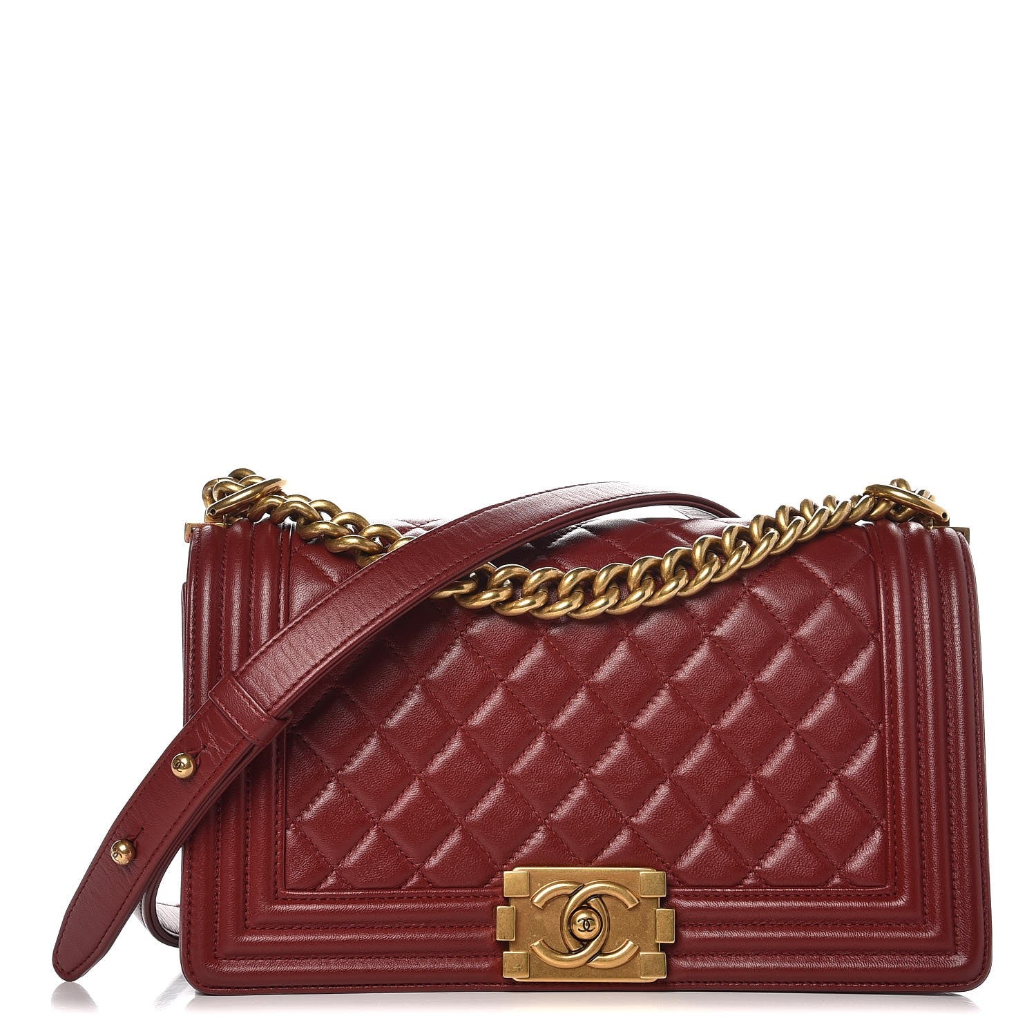 Chanel Lambskin Quilted Medium Boy Flap Burgundy 1 of 8