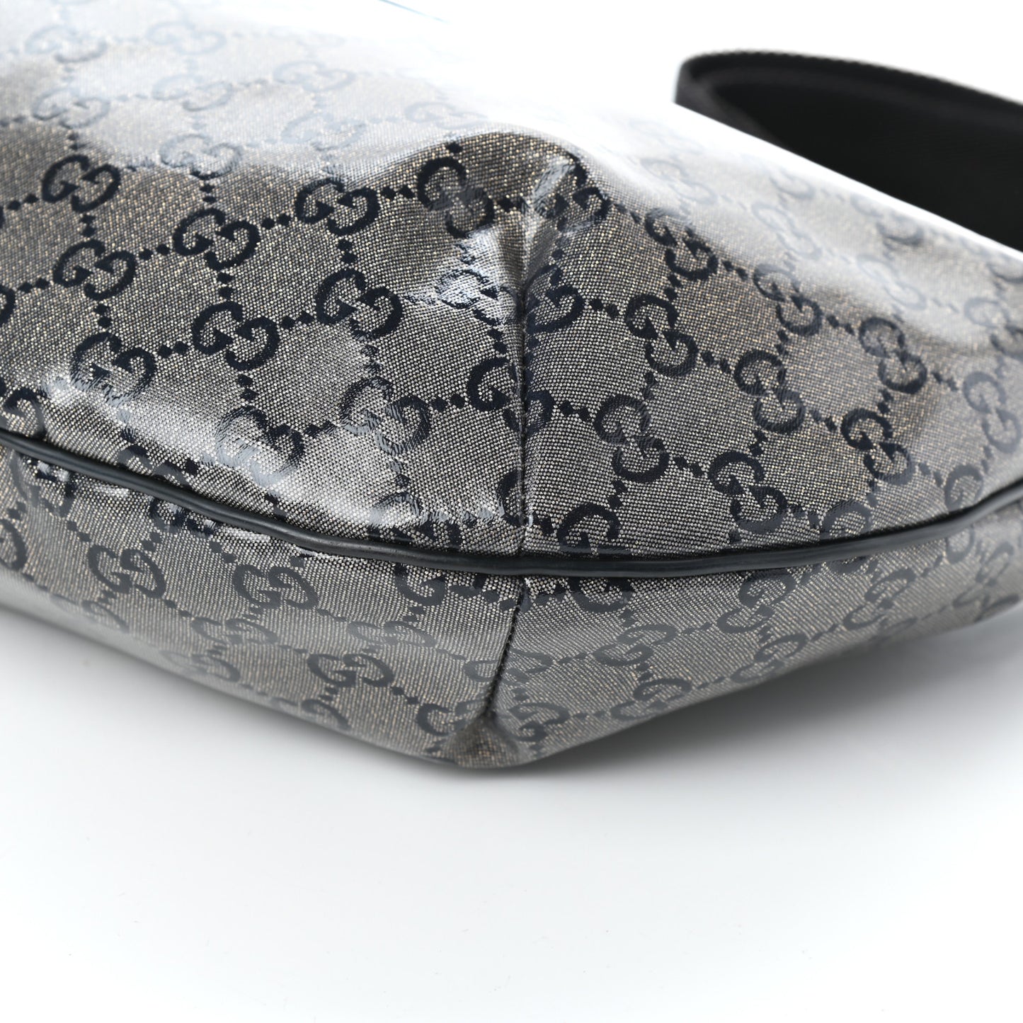 Crystal Monogram Medium Half Moon Hobo Black