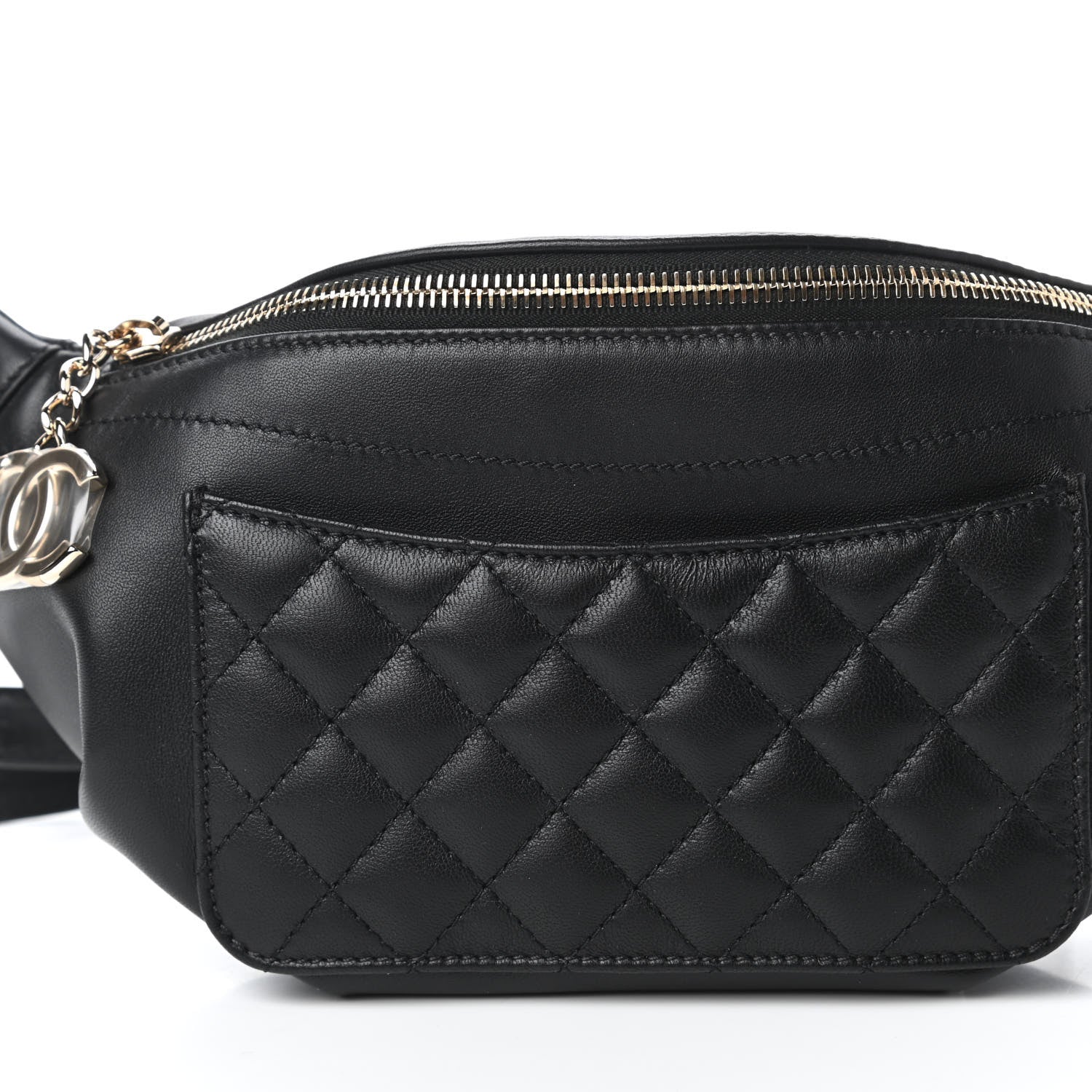 Chanel Lambskin Quilted Waist Bag Fanny Pack Black 10 of 11