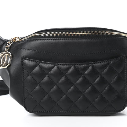 Chanel Lambskin Quilted Waist Bag Fanny Pack Black 10 of 11