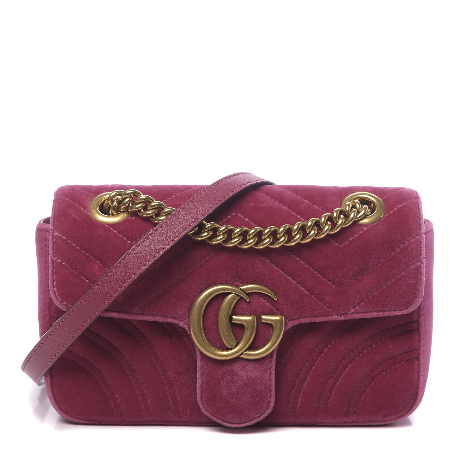 Gucci Velvet Matelasse Mini GG Marmont Shoulder Bag Light Raspberry Rose 1 of 10