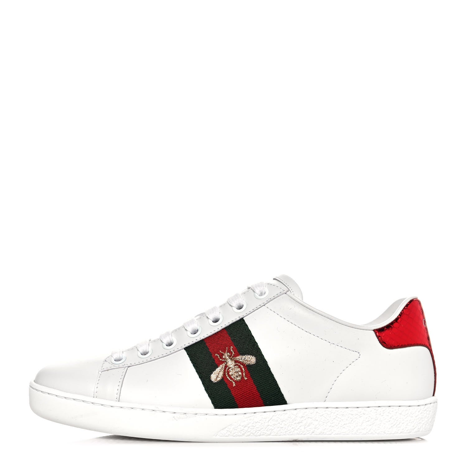 Gucci Calfskin Ayers Bee Embroidered Womens Ace Sneakers 36 White Green 1 of 8