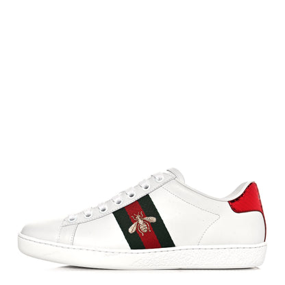 Gucci Calfskin Ayers Bee Embroidered Womens Ace Sneakers 36 White Green 1 of 8