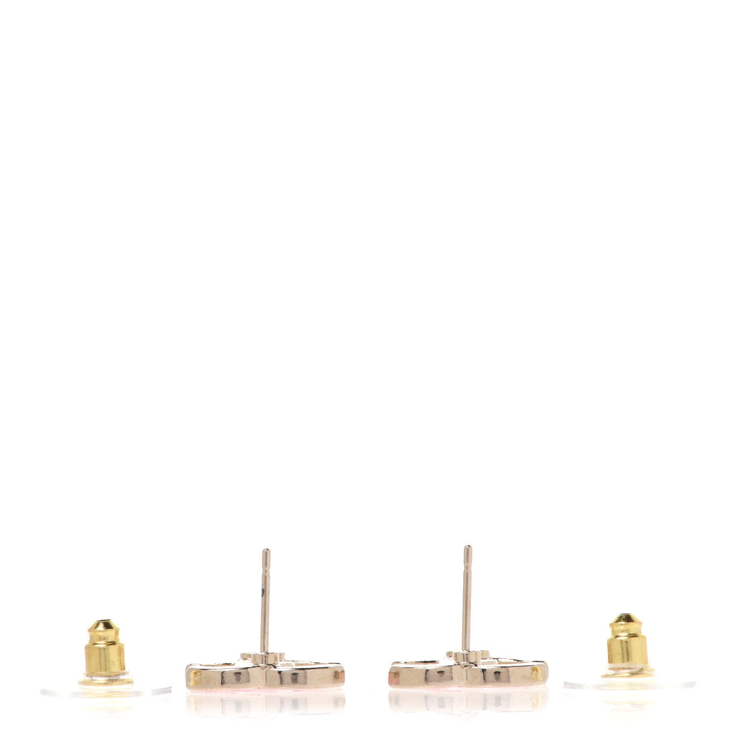 Chanel Enamel CC Earrings Pink Gold 3 of 5