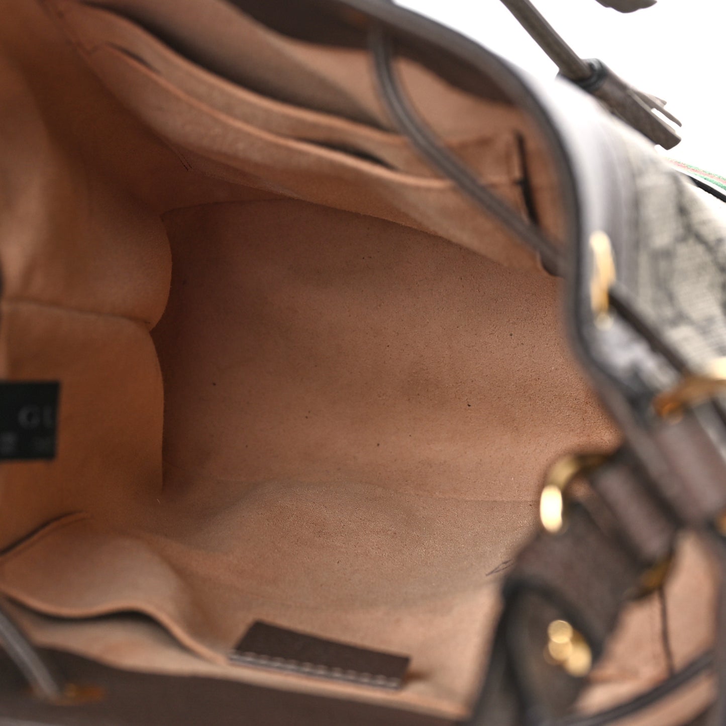 GG Supreme Monogram Web Small Ophidia Bucket Bag Brown