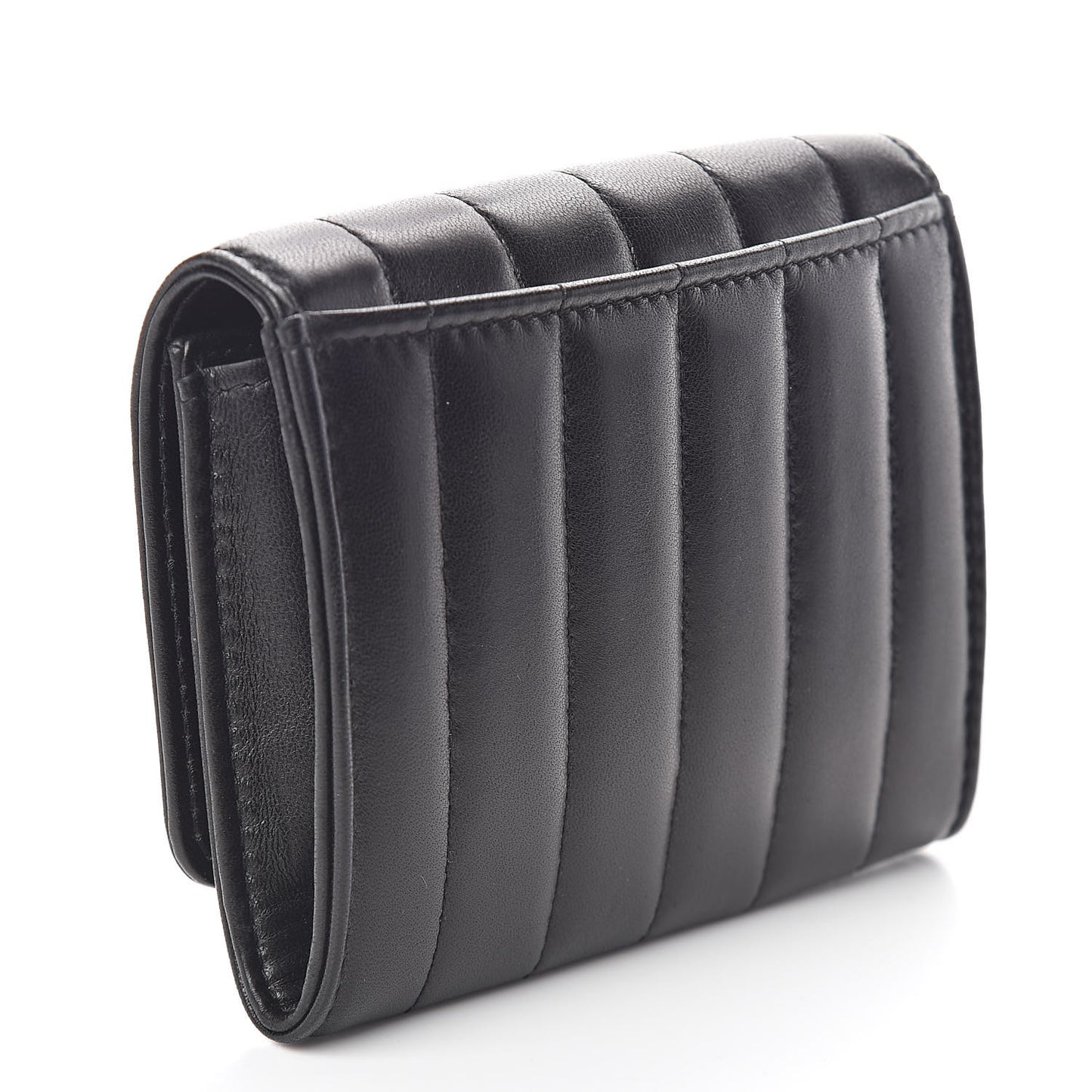 Lambskin Matelasse Monogram Vicky Tri-Fold Wallet Black