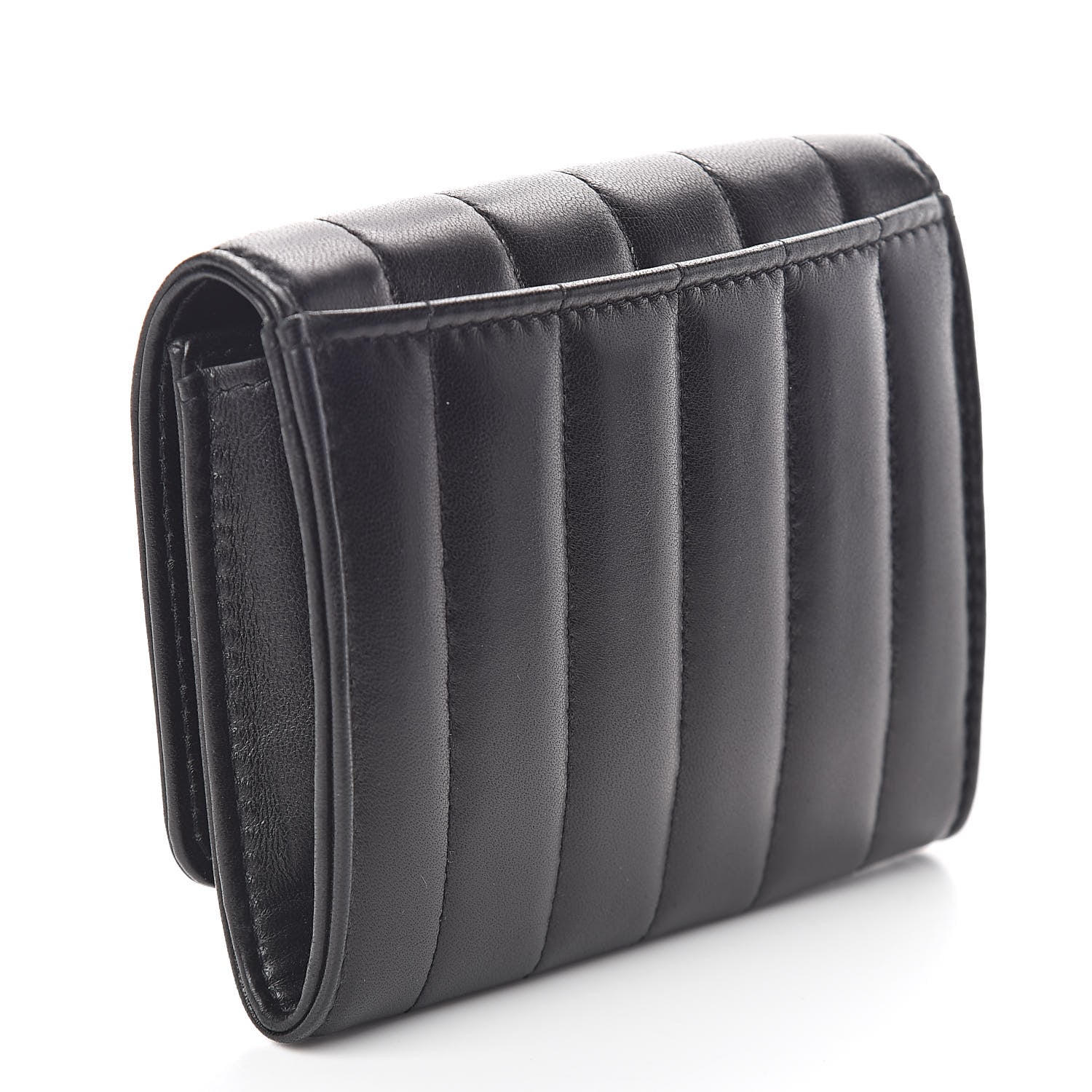 Saint Laurent Lambskin Matelasse Monogram Vicky Tri-Fold Wallet Black 3 of 6