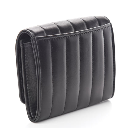 Saint Laurent Lambskin Matelasse Monogram Vicky Tri-Fold Wallet Black 3 of 6