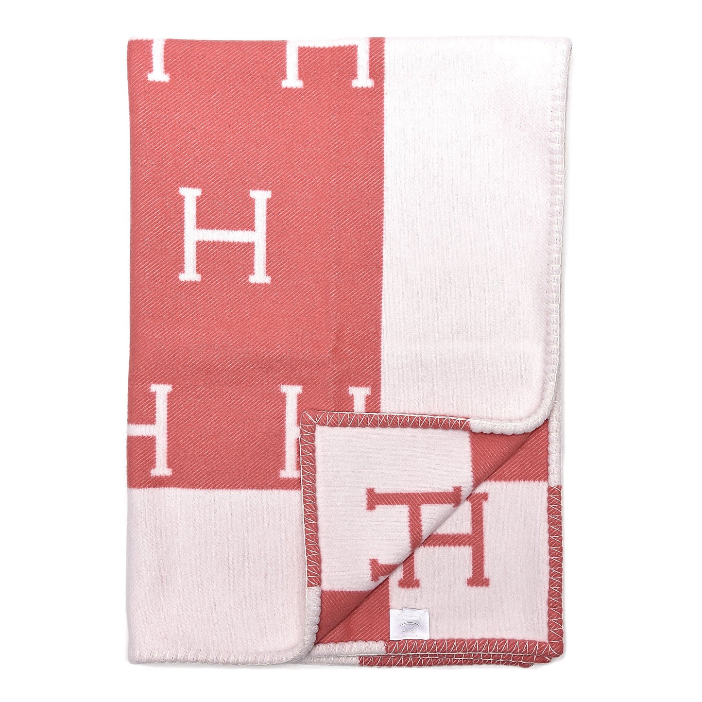 Wool Cashmere Avalon Baby Blanket Rose Airelle White