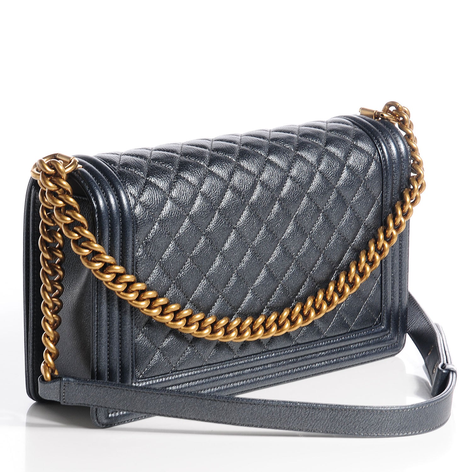 Chanel Pearl Calfskin New Medium Boy Flap Dark Grey 3 of 8