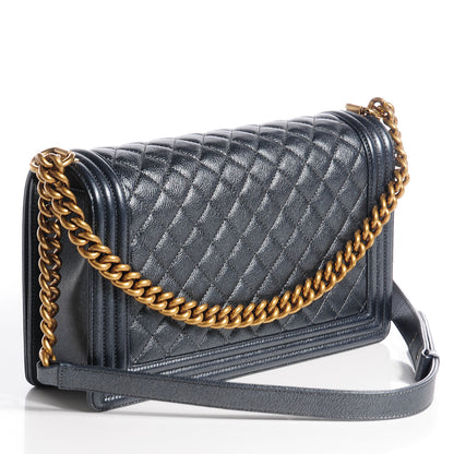 Chanel Pearl Calfskin New Medium Boy Flap Dark Grey 3 of 8