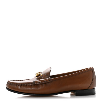 Gucci Betis Glamour Calfskin Womens 1953 Horsebit Loafers 37.5 Brown Sugar 1 of 10