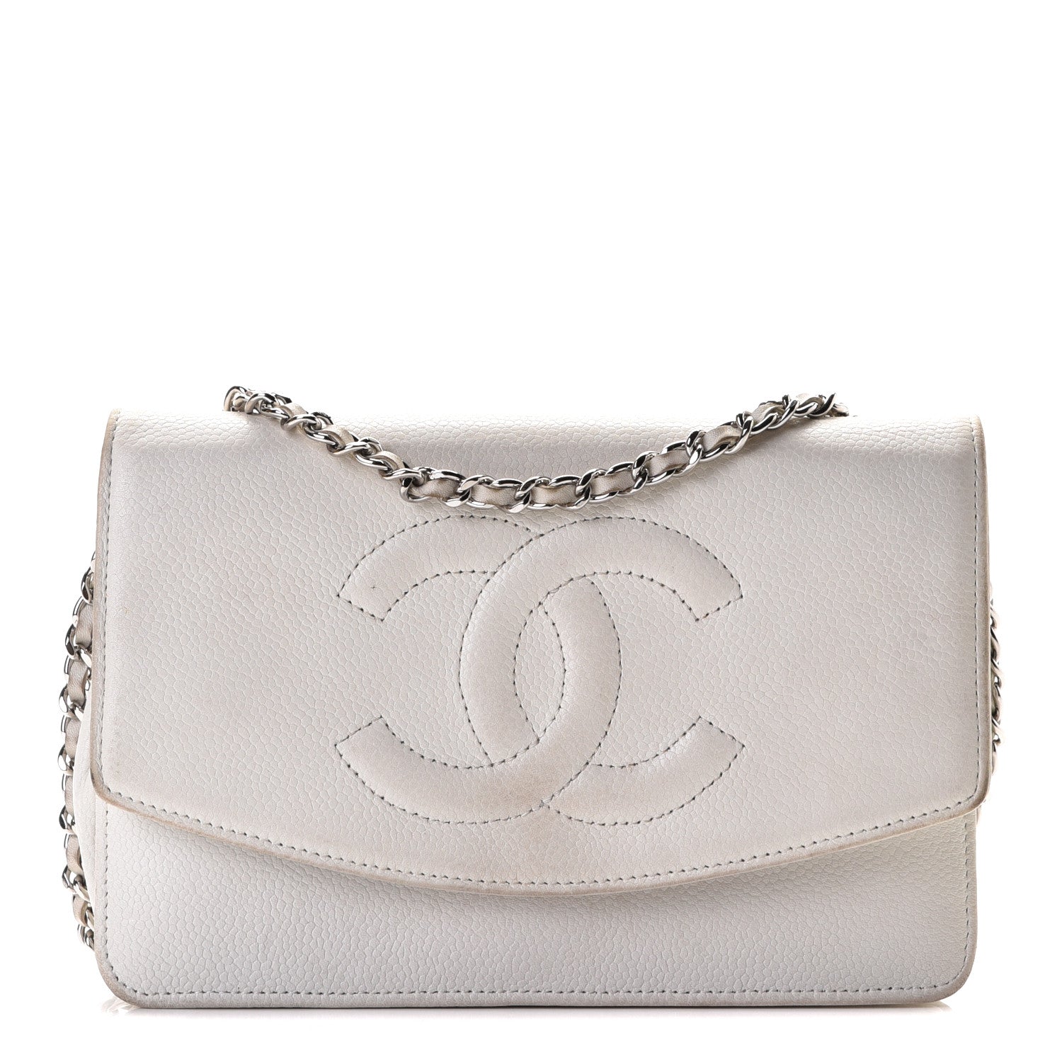 Chanel Caviar Timeless CC Wallet on Chain WOC White 1 of 10