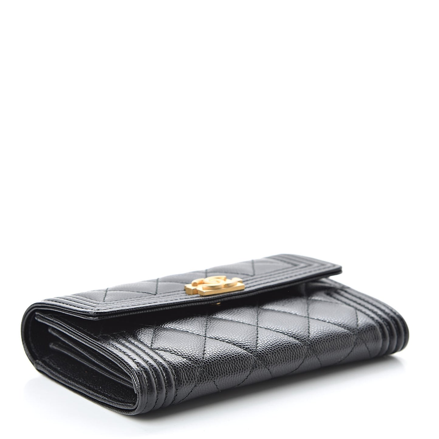 Caviar Quilted Medium Boy Flap Wallet Black