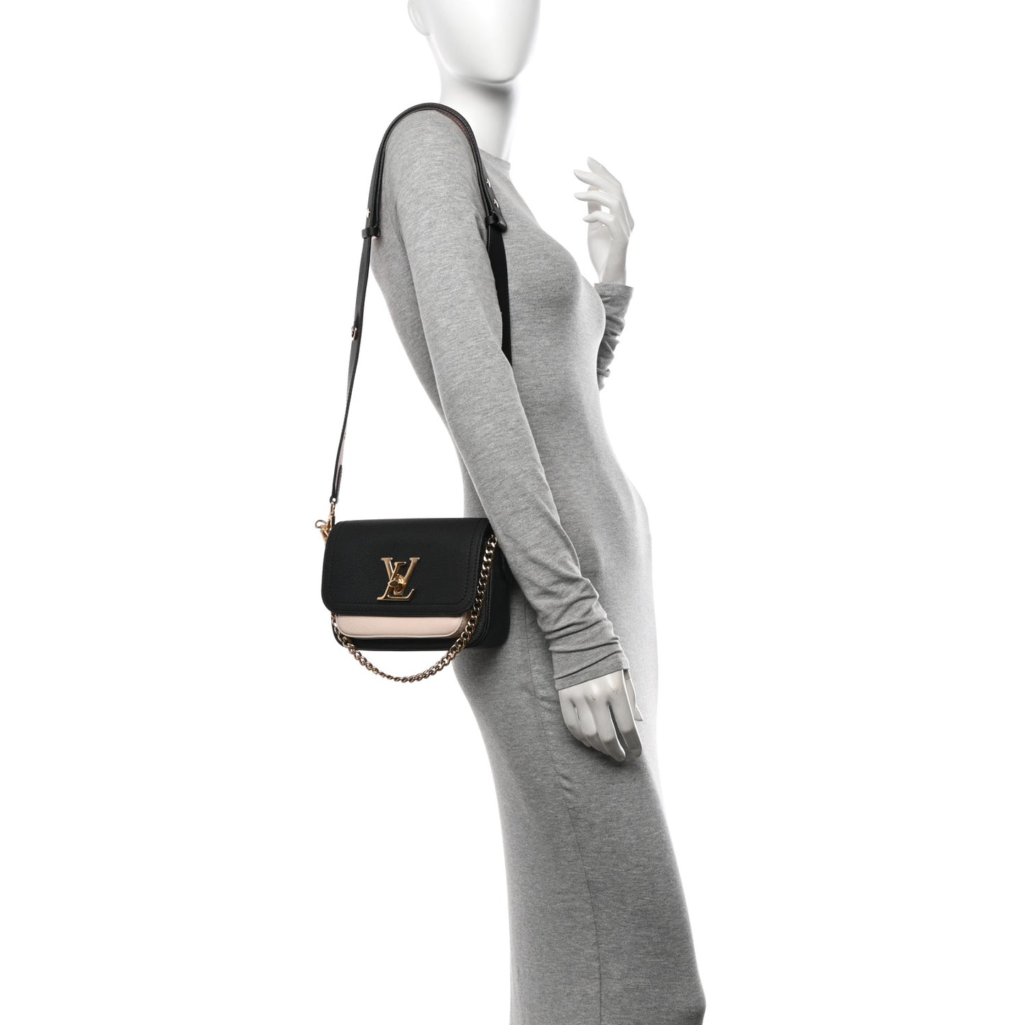 Grained Calfskin Lockme Tender Black