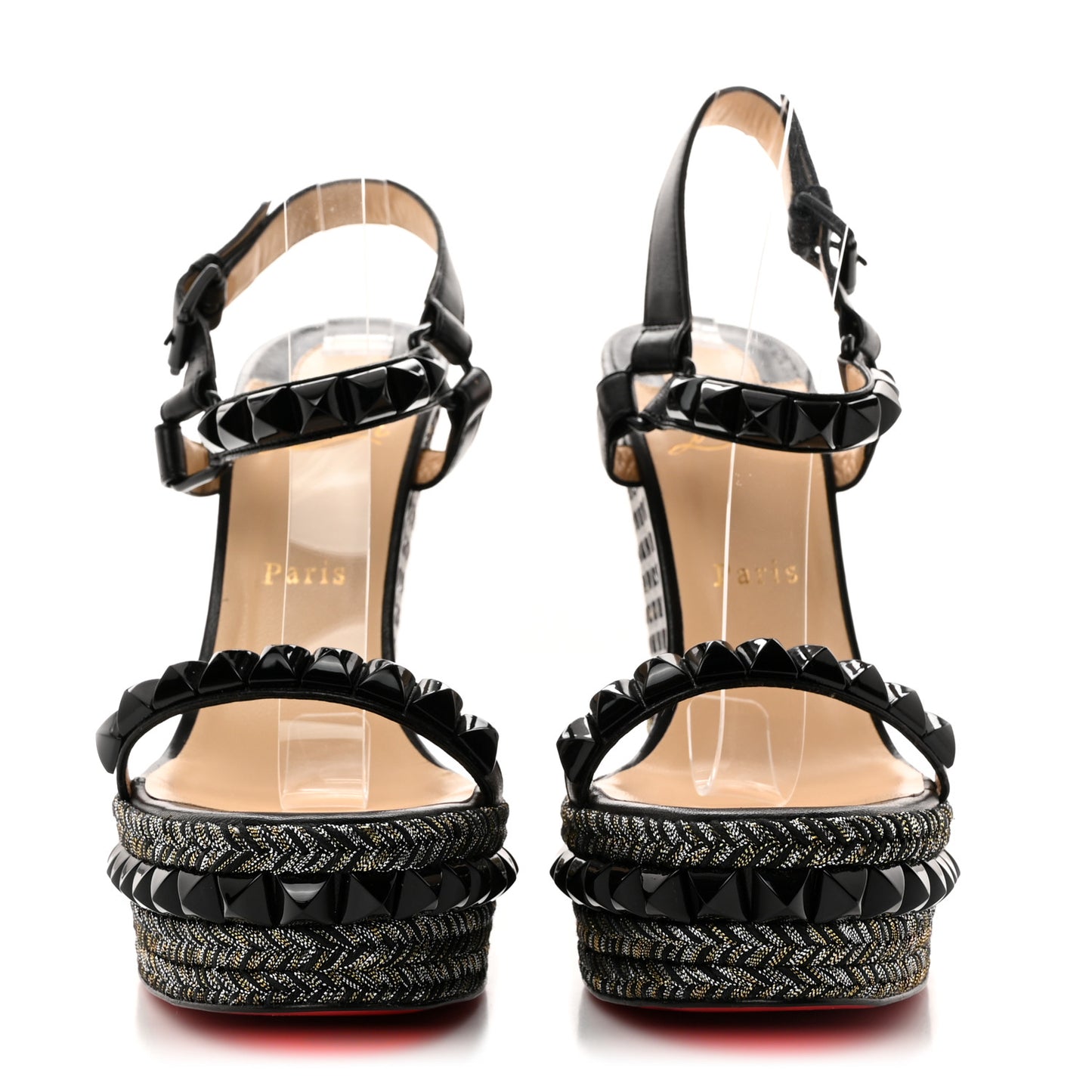 Nappa Lame Cataclou 140 Wedge Sandals 39 Black