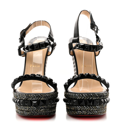Christian Louboutin Nappa Lame Cataclou 140 Wedge Sandals 39 Black 2 of 8
