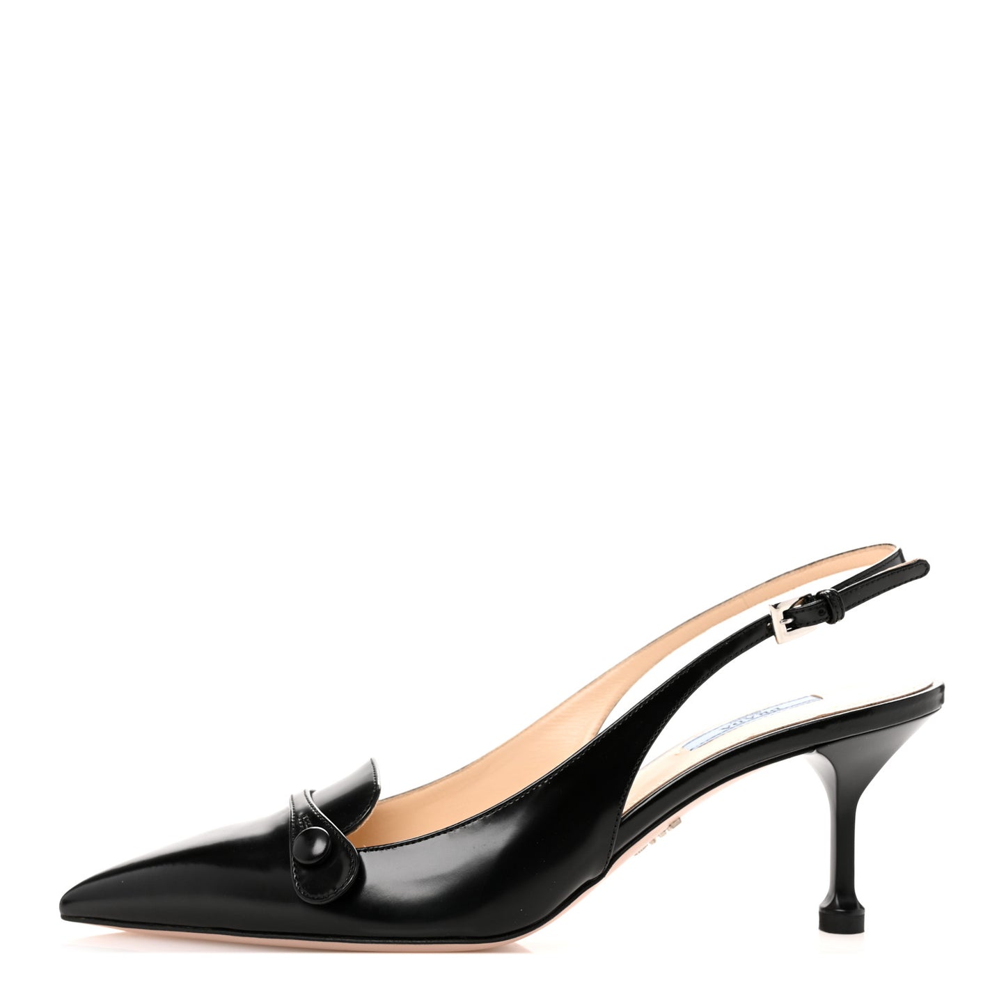 Spazzolato Pointed Toe Slingback Pumps 39 Black