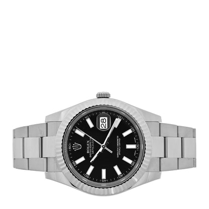 Rolex Stainless Steel 18K White Gold 41mm Oyster Perpetual Datejust Watch Black 116334 2 of 5