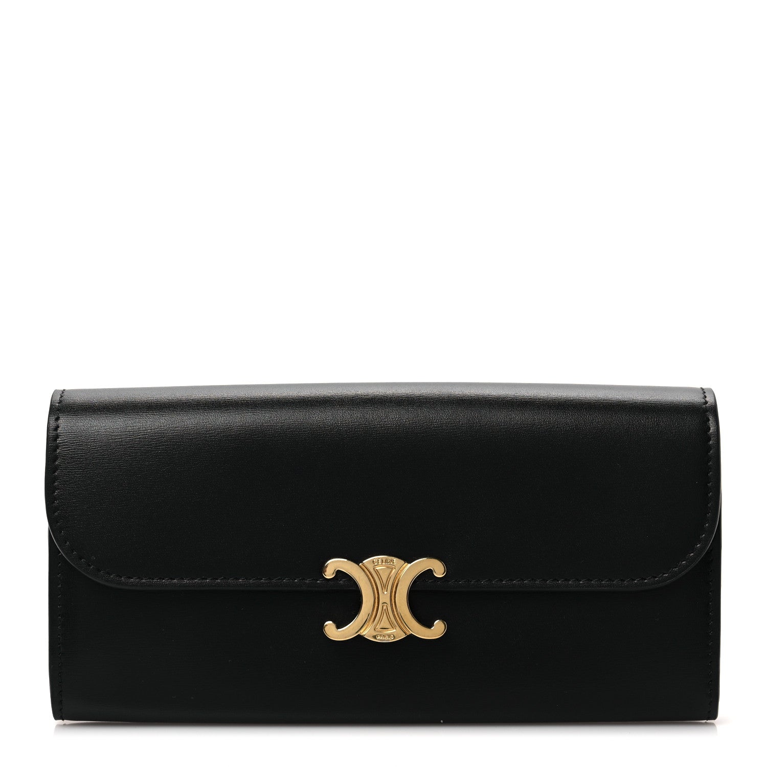 Celine Shiny Smooth Lambskin Long Triomphe Wallet Black 1 of 6