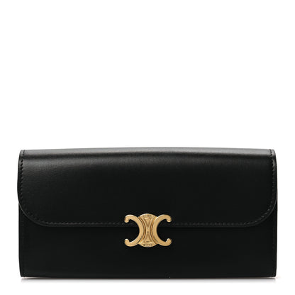 Celine Shiny Smooth Lambskin Long Triomphe Wallet Black 1 of 6