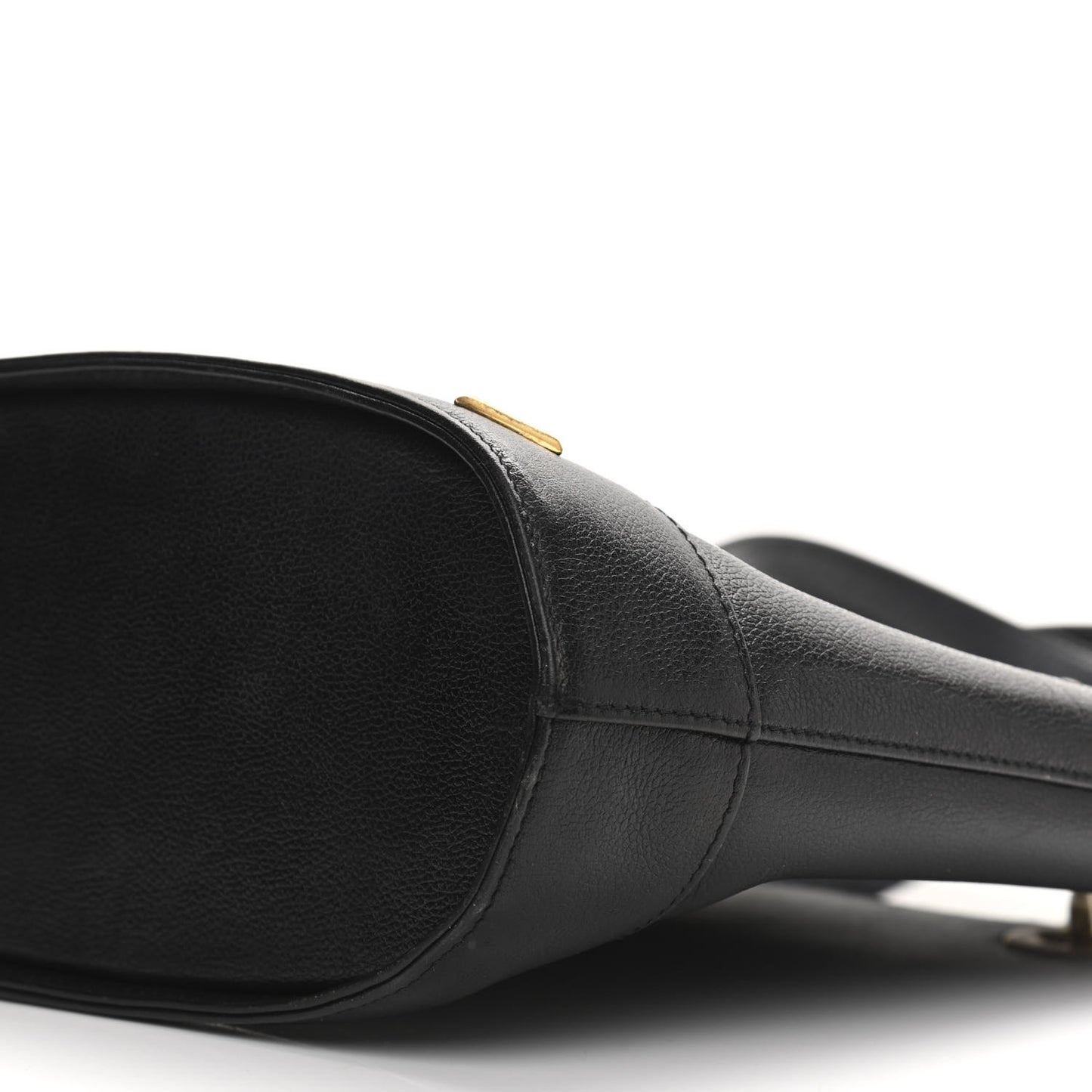 Grained Calfskin Studded Bucket Bag Black