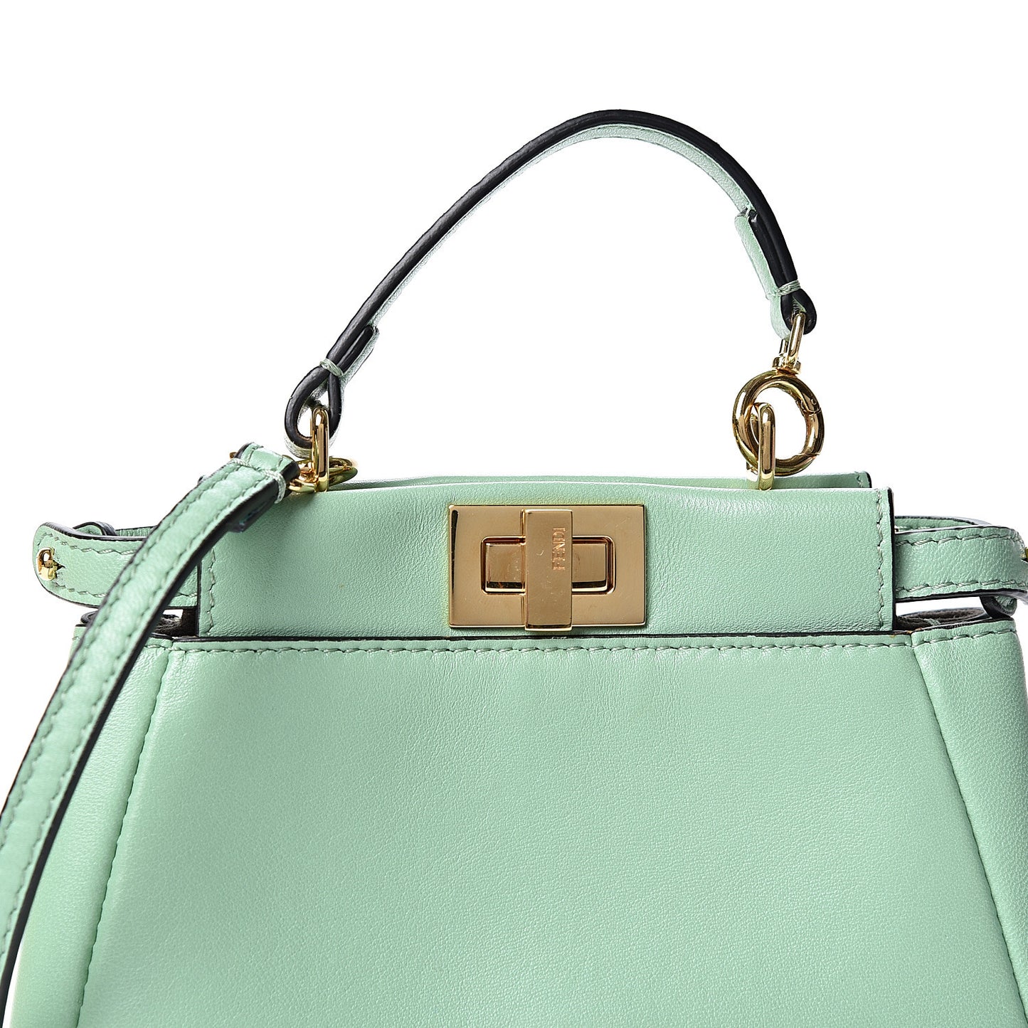Shiny Nappa Micro Peekaboo Iconic Satchel Verde Acqua